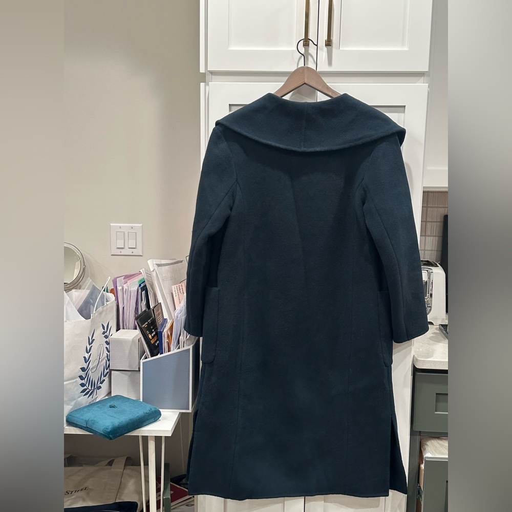 Club Monaco Long Wool Wrap Coat Deep Forest Green Size M/M - Picture 4 of 16